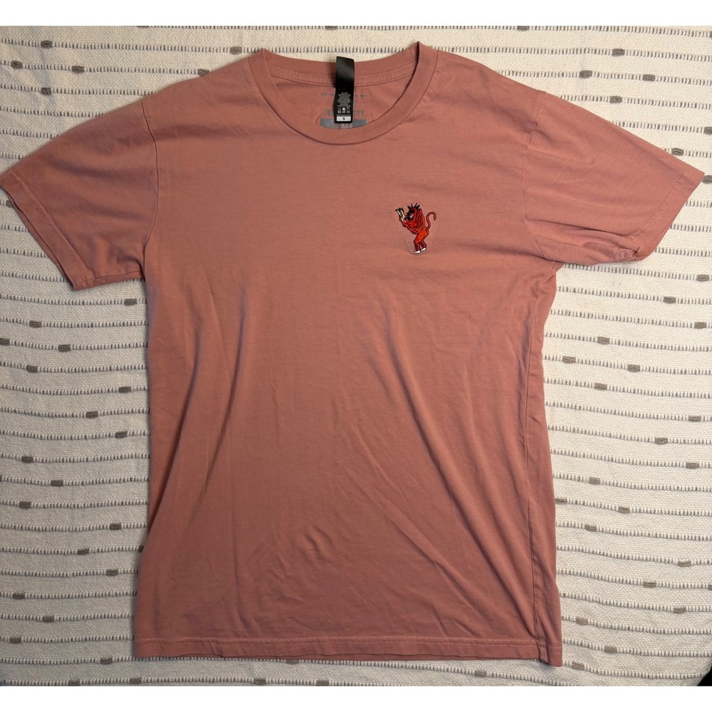 Father John Misty Embroidered Devil Graphic T-Shirt Pink Mens Small Indie Rock